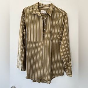 Anthropologie Olive Striped Blouse